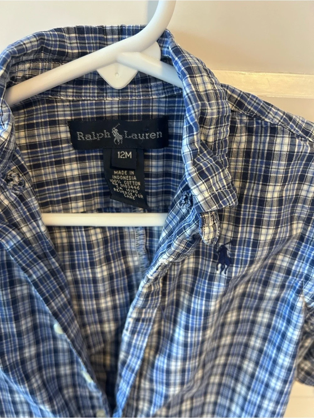Ralph Lauren Blue Plaid Button-Down Coverall